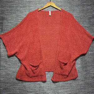 7 Day Wknd Cardigan Sweater Womens M Orange Knit Made in USA Style #17954A